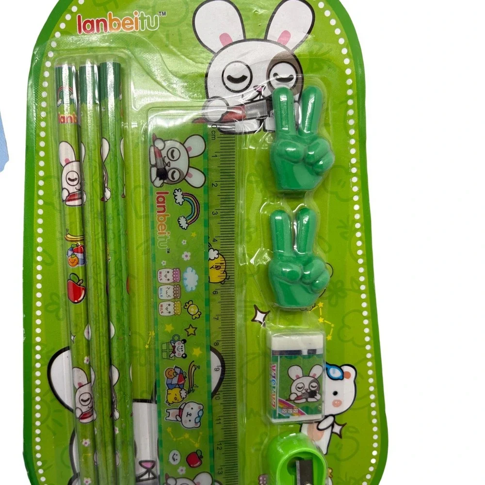 2pk Kids Stationery Sets Space Astronaut & Bunny Rabbit Kawaii School Supplies
